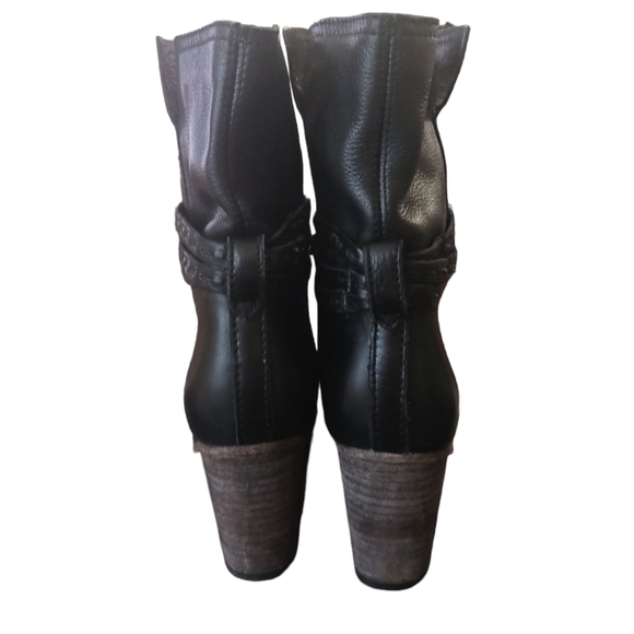 Frye Naomi Black Leather Ankle Boot Braided Rope Detail Round Toe Size 9 - Picture 7 of 11